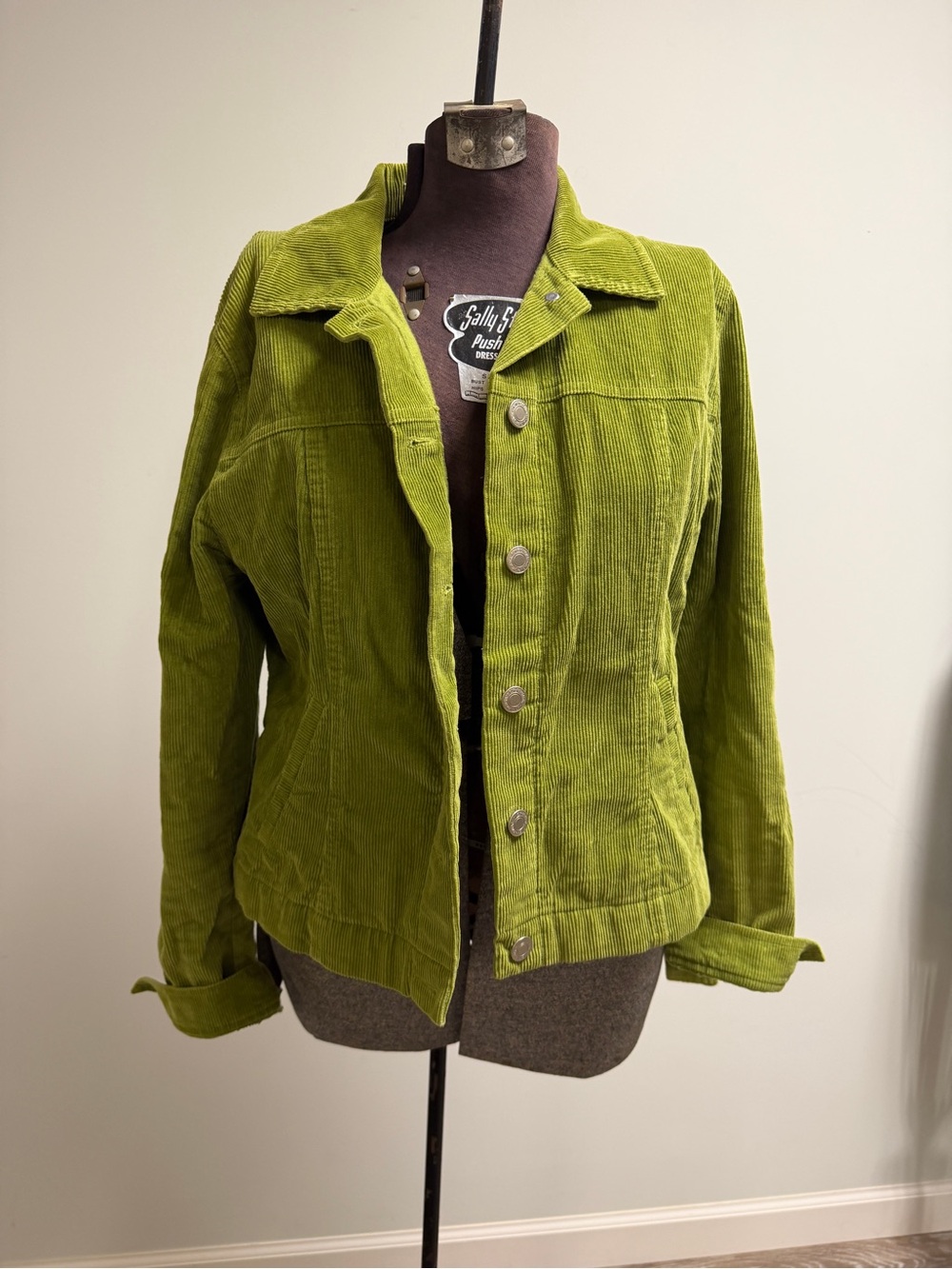 Comme Il Faut Green Corduroy Button-Front Jacket